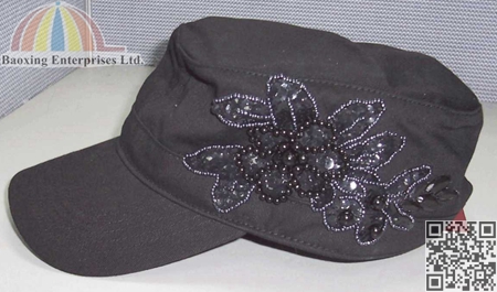 customized flat top military cap with beads