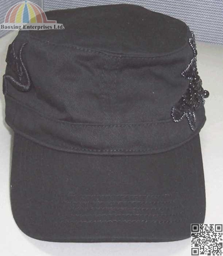 customized flat top military cap with beads